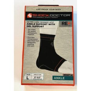NEW Shock Doctor Ultra Compression Knit Ankle Support w/ Gel Support Size Large